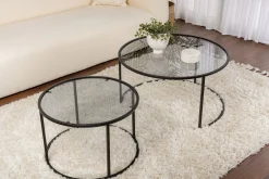 Emob Couchtisch-Set Aurum - 100% TEMPERED GLASS - Schwarz - 43 x 80 x 80 cm