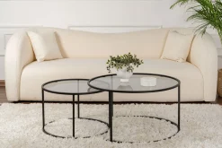 Emob Couchtisch-Set Aurum - 100% TEMPERED GLASS - Schwarz - 43 x 80 x 80 cm