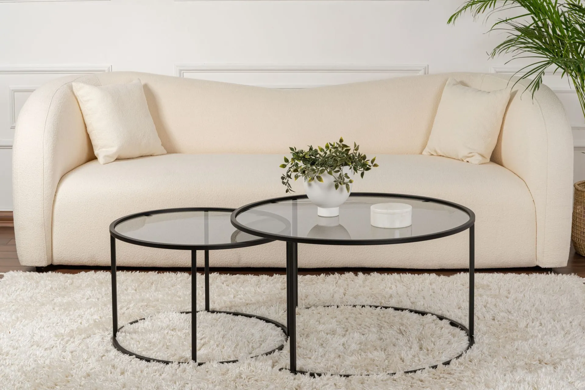 Emob Couchtisch-Set Aurum - 100% TEMPERED GLASS - Schwarz - 43 x 80 x 80 cm