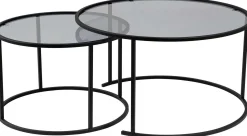 Emob Couchtisch-Set Aurum - 100% TEMPERED GLASS - Schwarz - 43 x 80 x 80 cm