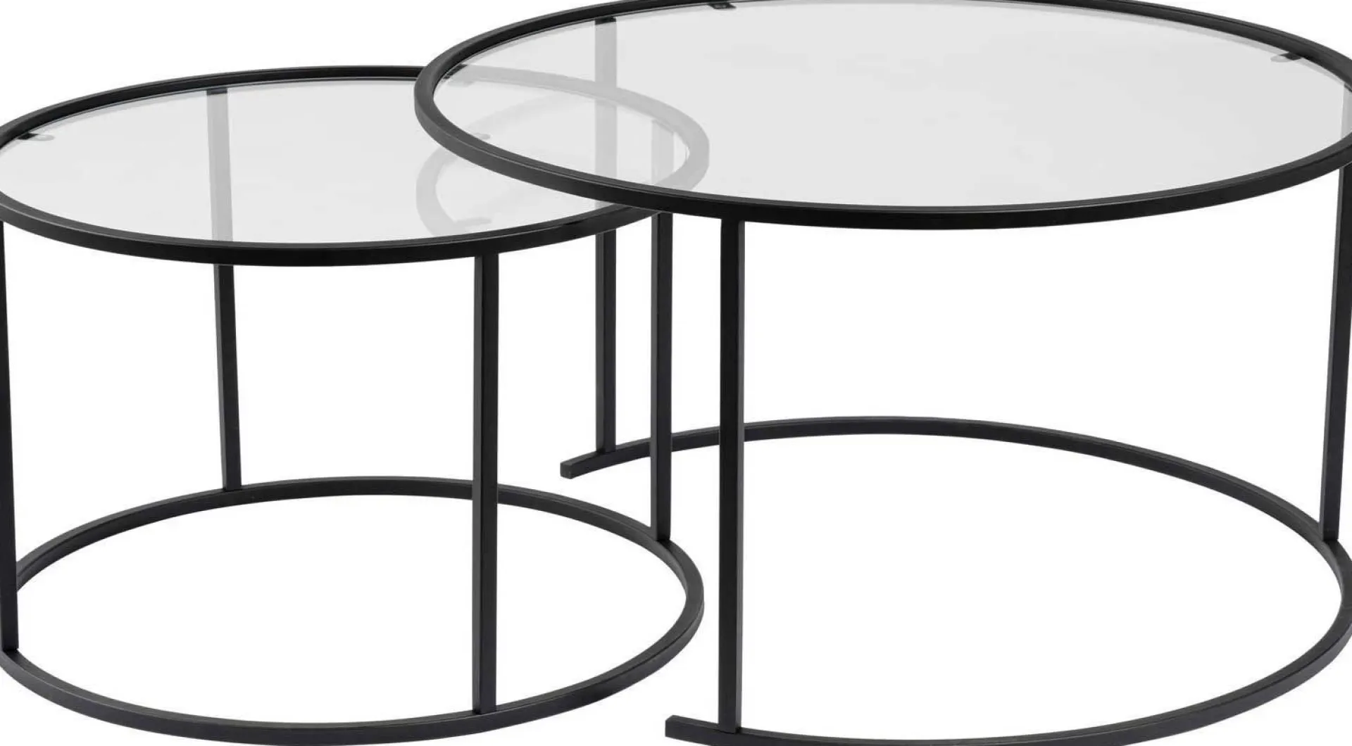 Emob Couchtisch-Set Aurum - 100% TEMPERED GLASS - Schwarz - 43 x 80 x 80 cm