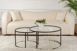 Emob Couchtisch-Set Aurum - 100% TEMPERED GLASS - Schwarz - 43 x 80 x 80 cm