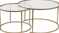Emob Couchtisch-Set Aurum - 100% TEMPERED GLASS - Gold - 43 x 80 x 80 cm