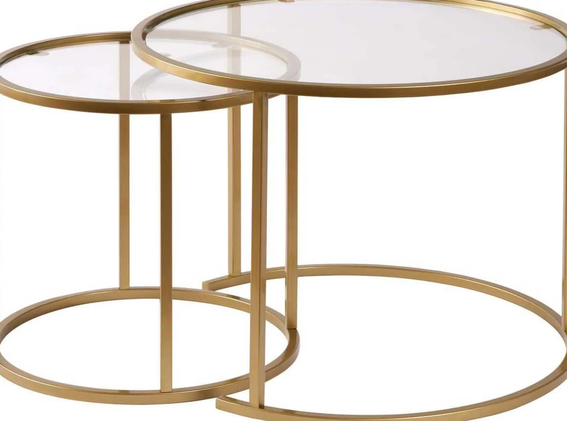 Emob Couchtisch-Set Aurum - 100% TEMPERED GLASS - Gold - 43 x 60 x 60 cm