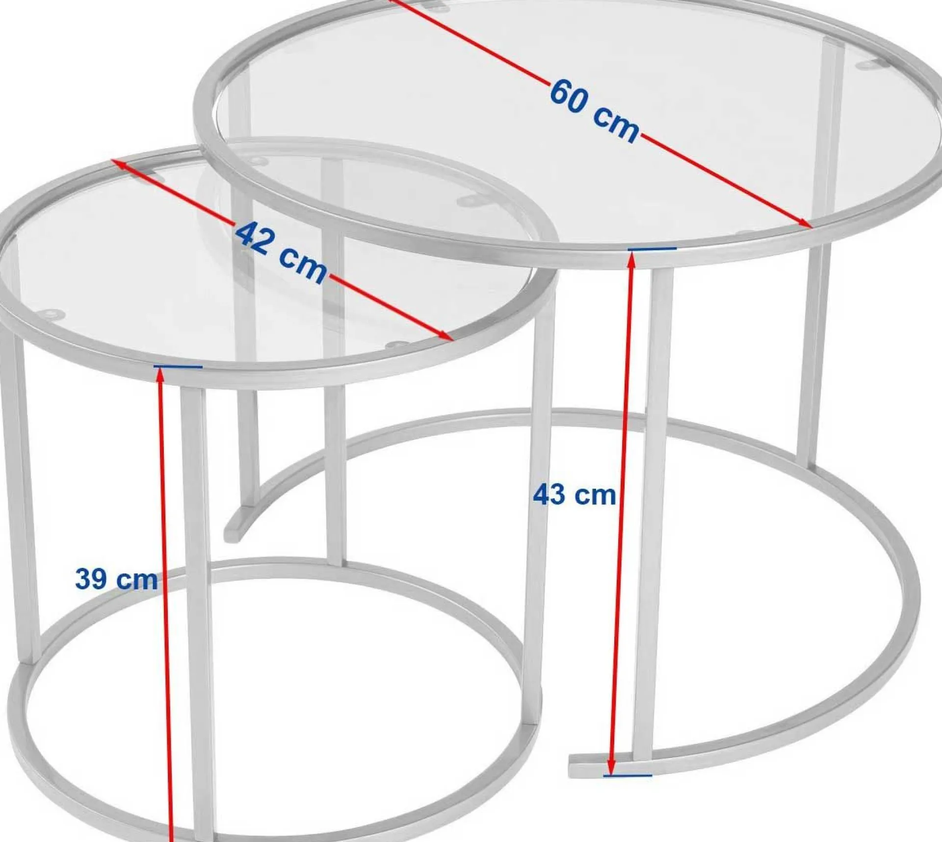 Emob Couchtisch-Set Aurum - 100% TEMPERED GLASS - Schwarz - 43 x 60 x 60 cm