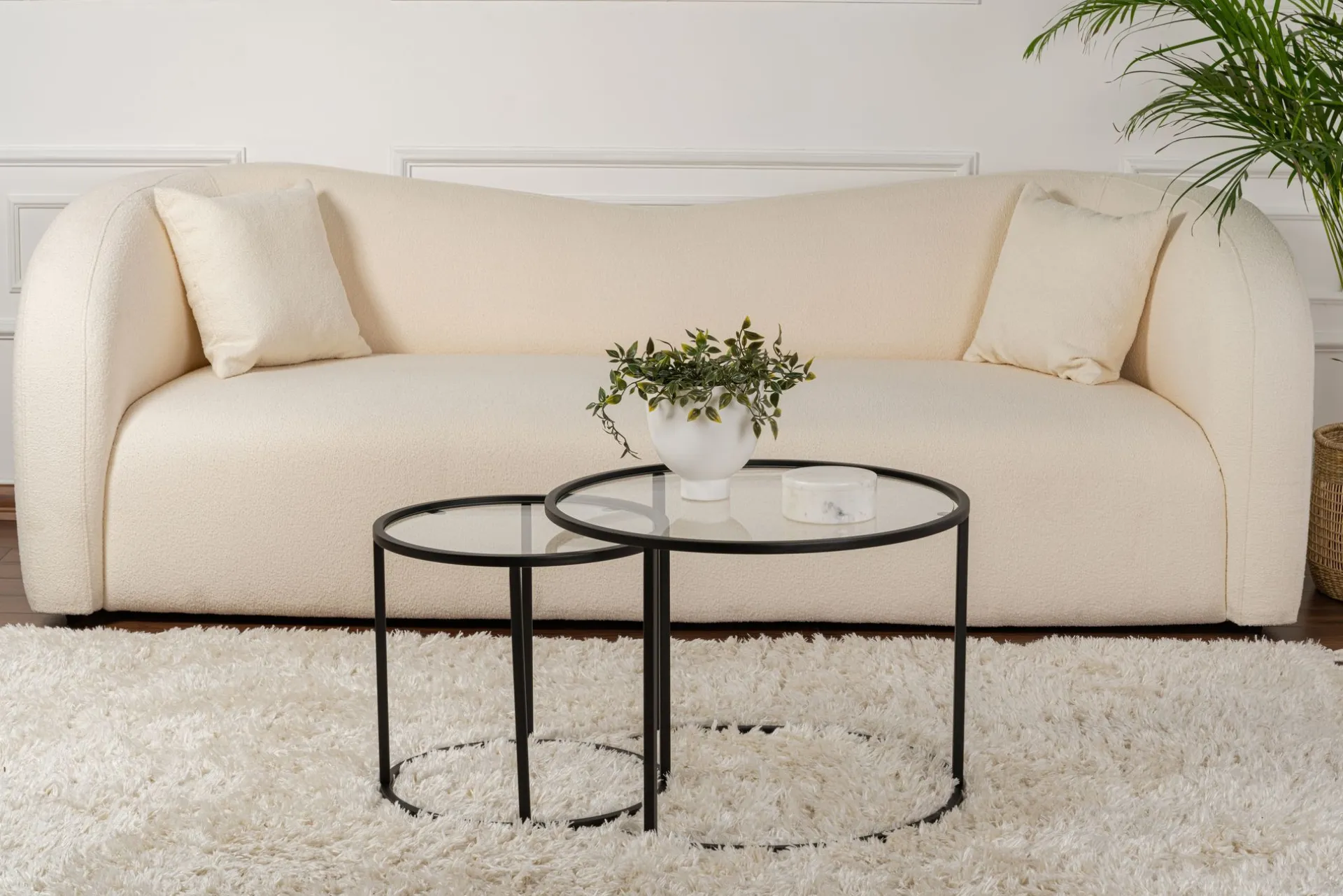 Emob Couchtisch-Set Aurum - 100% TEMPERED GLASS - Schwarz - 43 x 60 x 60 cm
