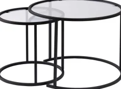 Emob Couchtisch-Set Aurum - 100% TEMPERED GLASS - Schwarz - 43 x 60 x 60 cm