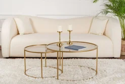 Emob Couchtisch-Set Aurum - 100% TEMPERED GLASS - Gold - 43 x 80 x 80 cm