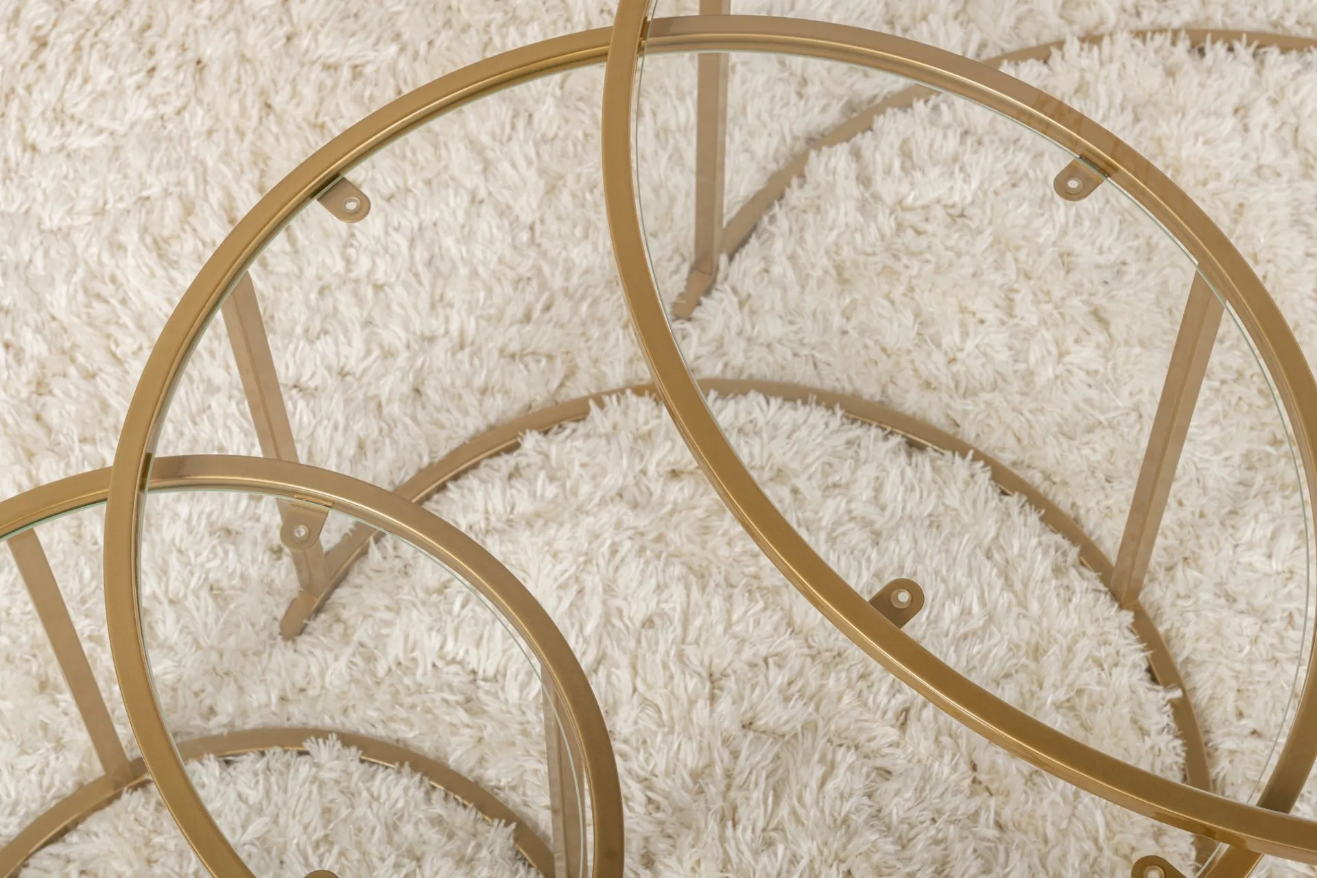 Emob Couchtisch-Set Aurum - 100% TEMPERED GLASS - Gold - 43 x 80 x 80 cm