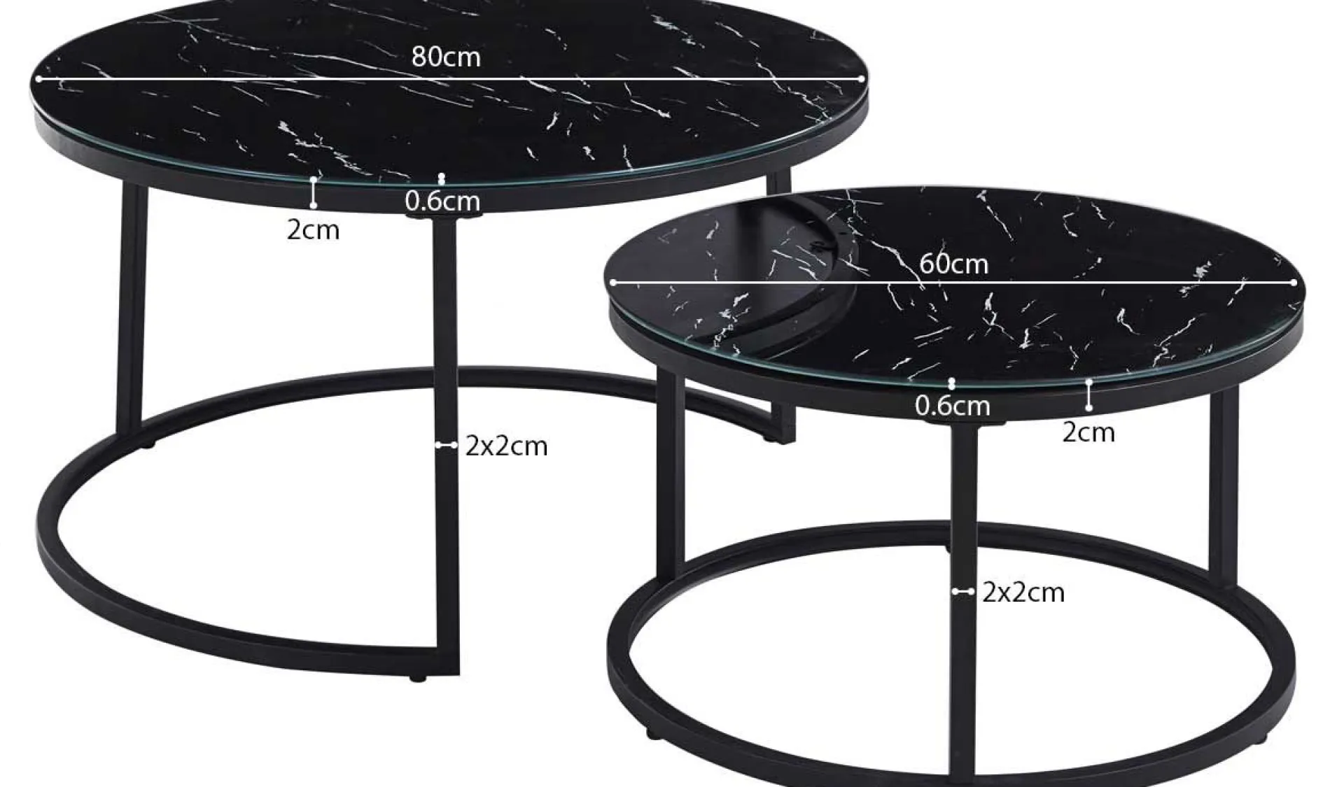 Rousseau Couchtisch-Set Boston Dekor Marmor