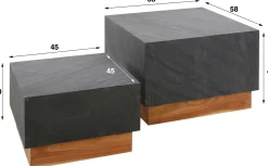 Emob Couchtisch-Set Boxy-Schiefer/Akazie