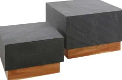 Emob Couchtisch-Set Boxy-Schiefer/Akazie