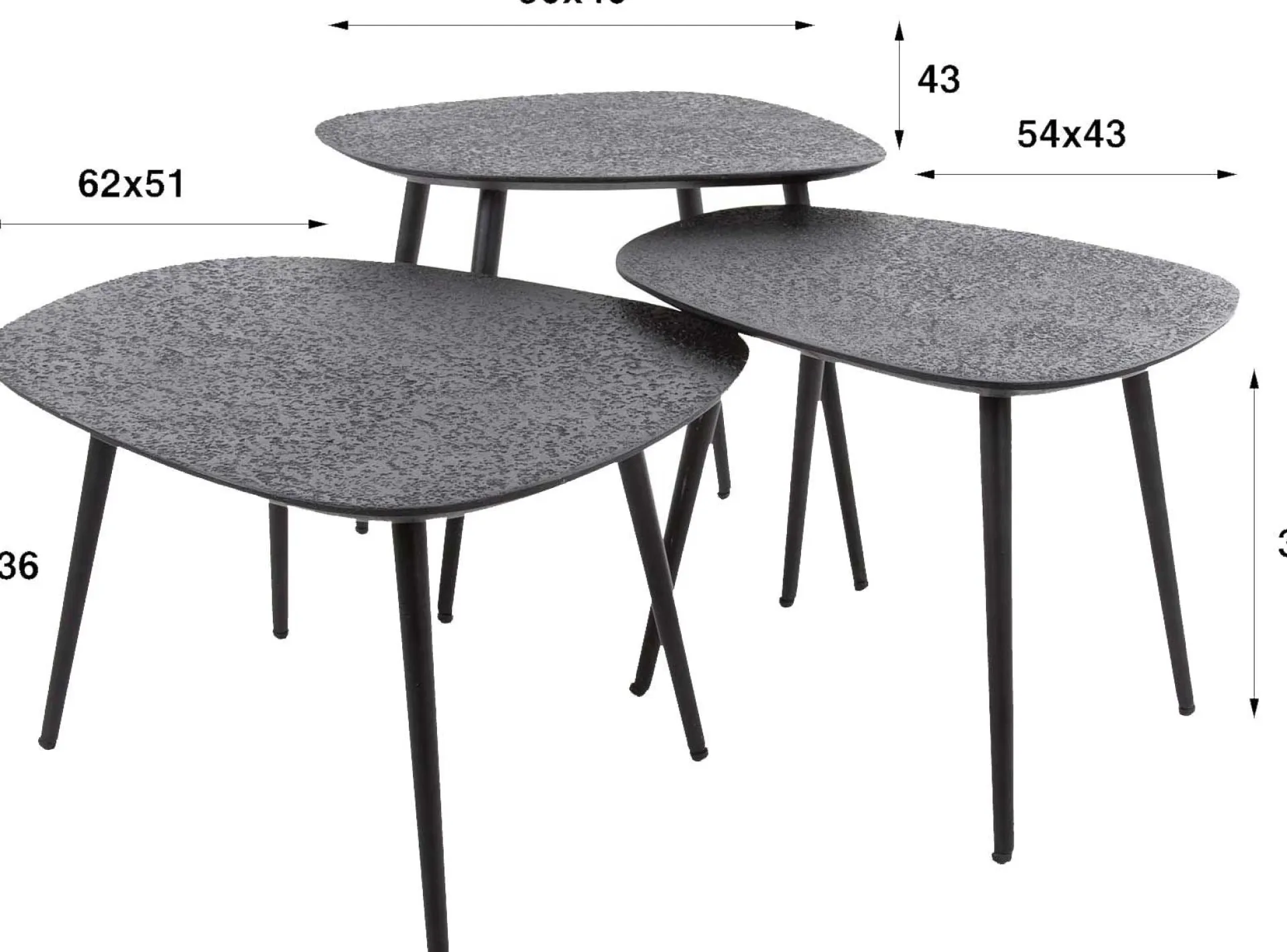 Emob Couchtisch-Set Dragusin | 62 x 51 x 36 cm |