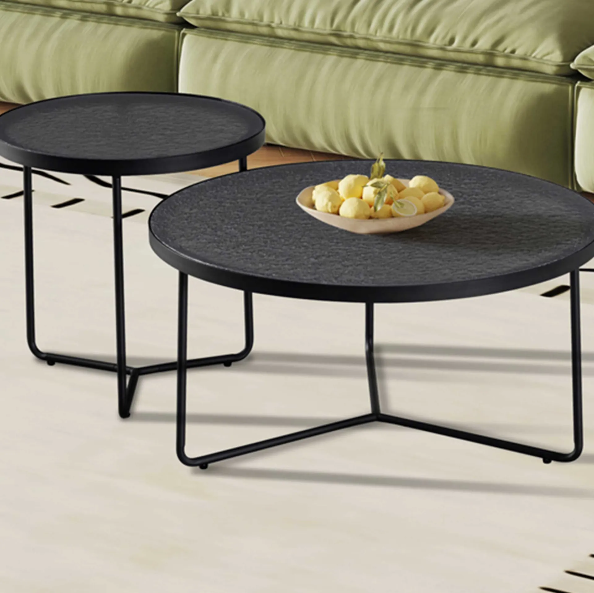 Rousseau Couchtisch-Set Melia - Ø50x50cm und Ø80x40cm - Glas -