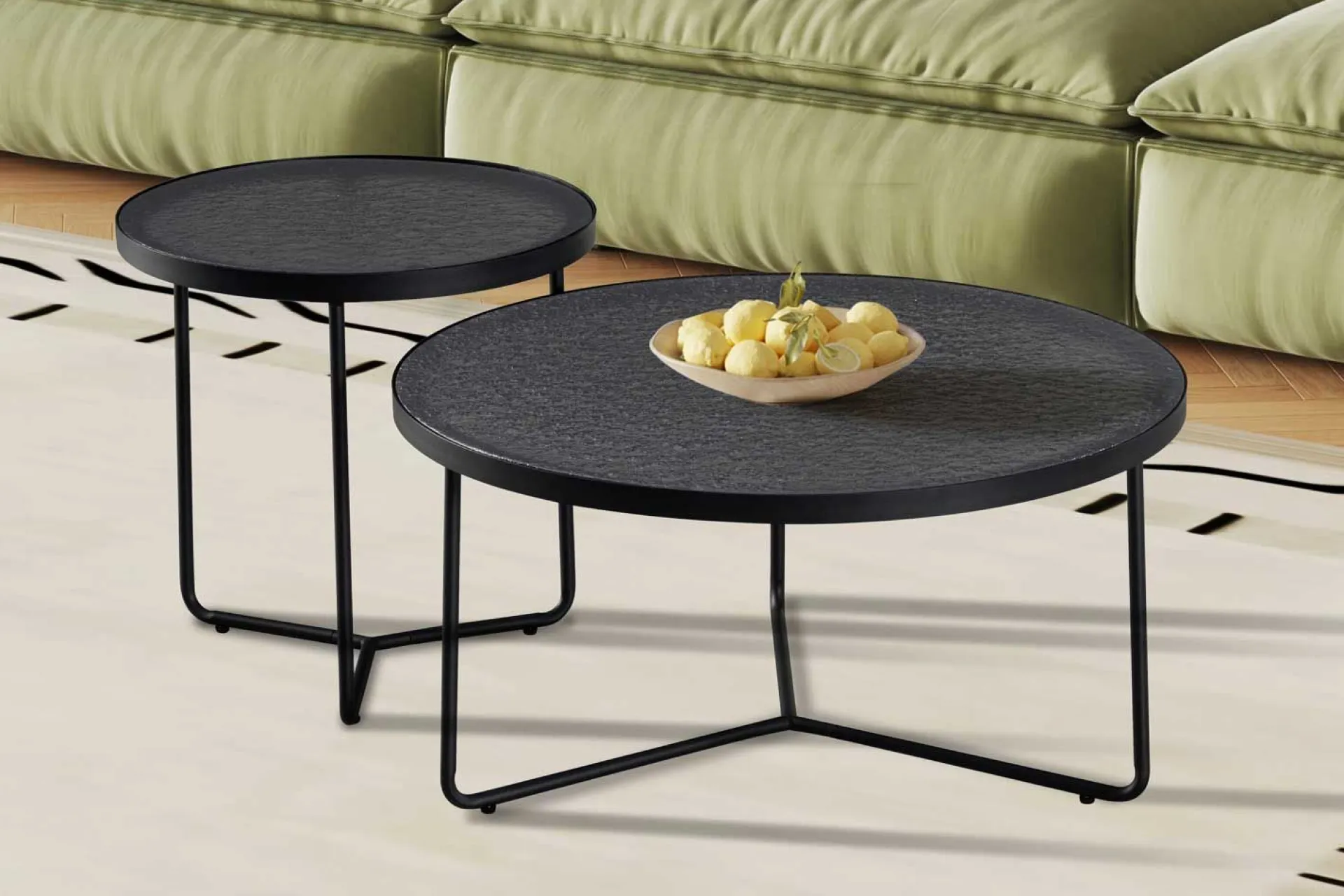 Rousseau Couchtisch-Set Melia - Ø50x50cm und Ø80x40cm - Glas -
