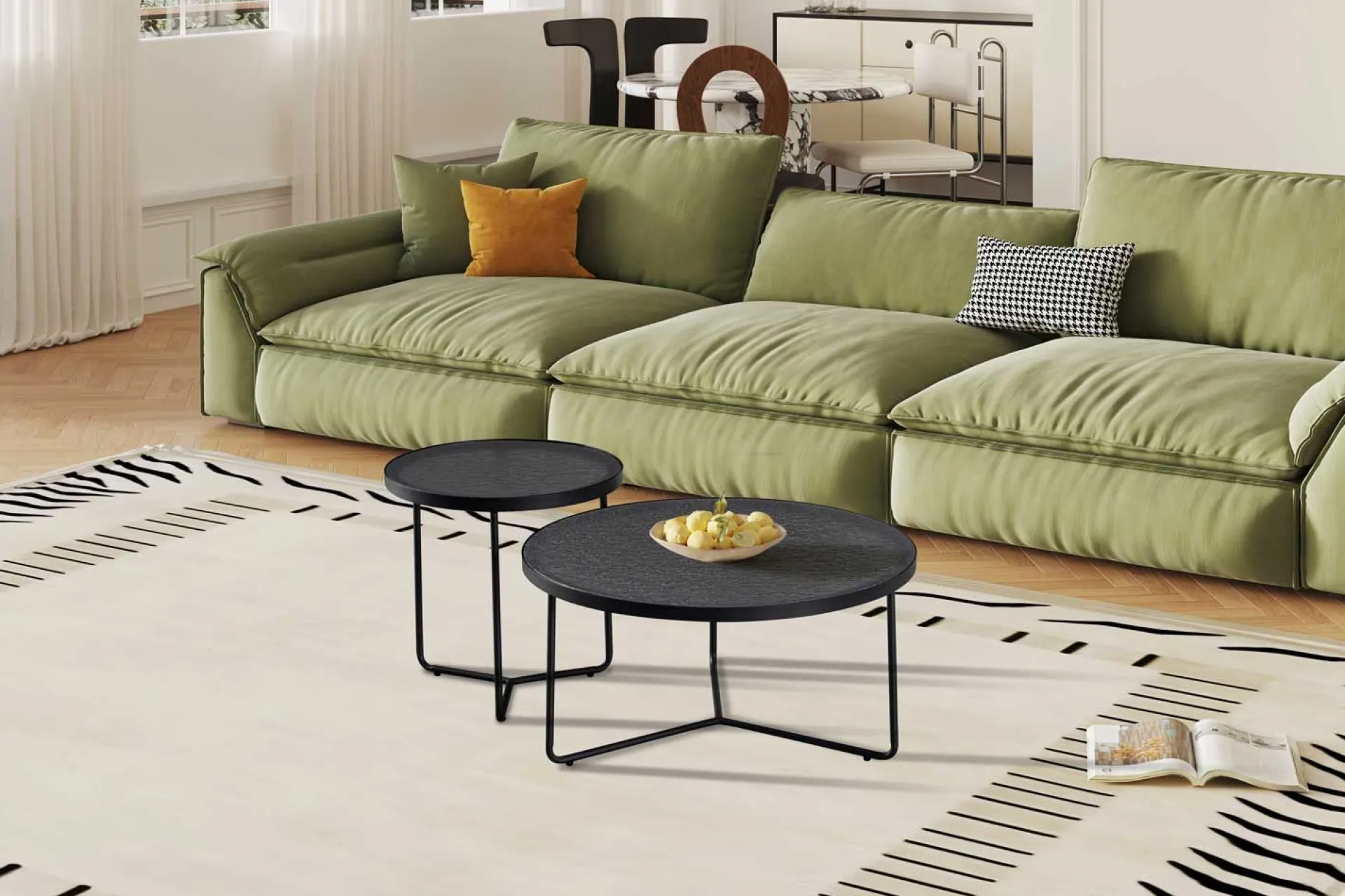 Rousseau Couchtisch-Set Melia - Ø50x50cm und Ø80x40cm - Glas -