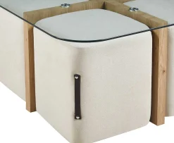 Rousseau Couchtisch-Set mit vier Hockern Shana | 90 x 90 x 45 cm | - Glas