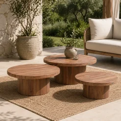 Gescova Couchtisch-Set Noah - Teakholz, 92/75/60cm,