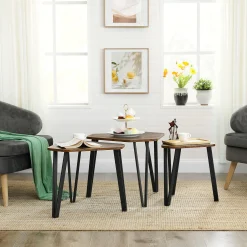 Vasagle Couchtischset Pasadena | Kleiner, mittlerer und großer Tisch | Rost