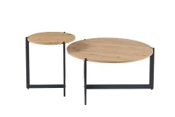 Rousseau Couchtisch-Set Pola | Ø80 x 40 cm; Ø45 x 50 cm | Design Old Oak