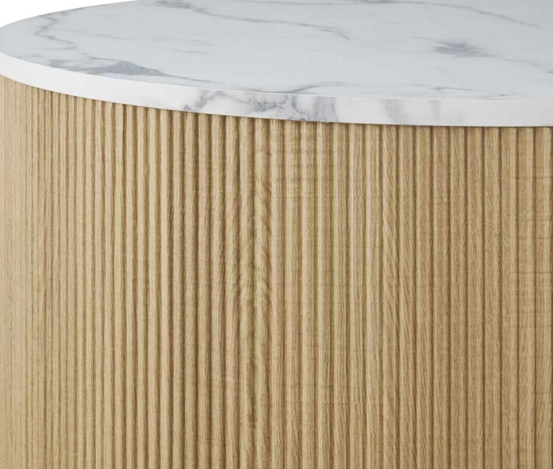 Rousseau Couchtisch-Set Rowan - Ø80x42cm und Ø50x37cm - Eiche Dekor/Marmor