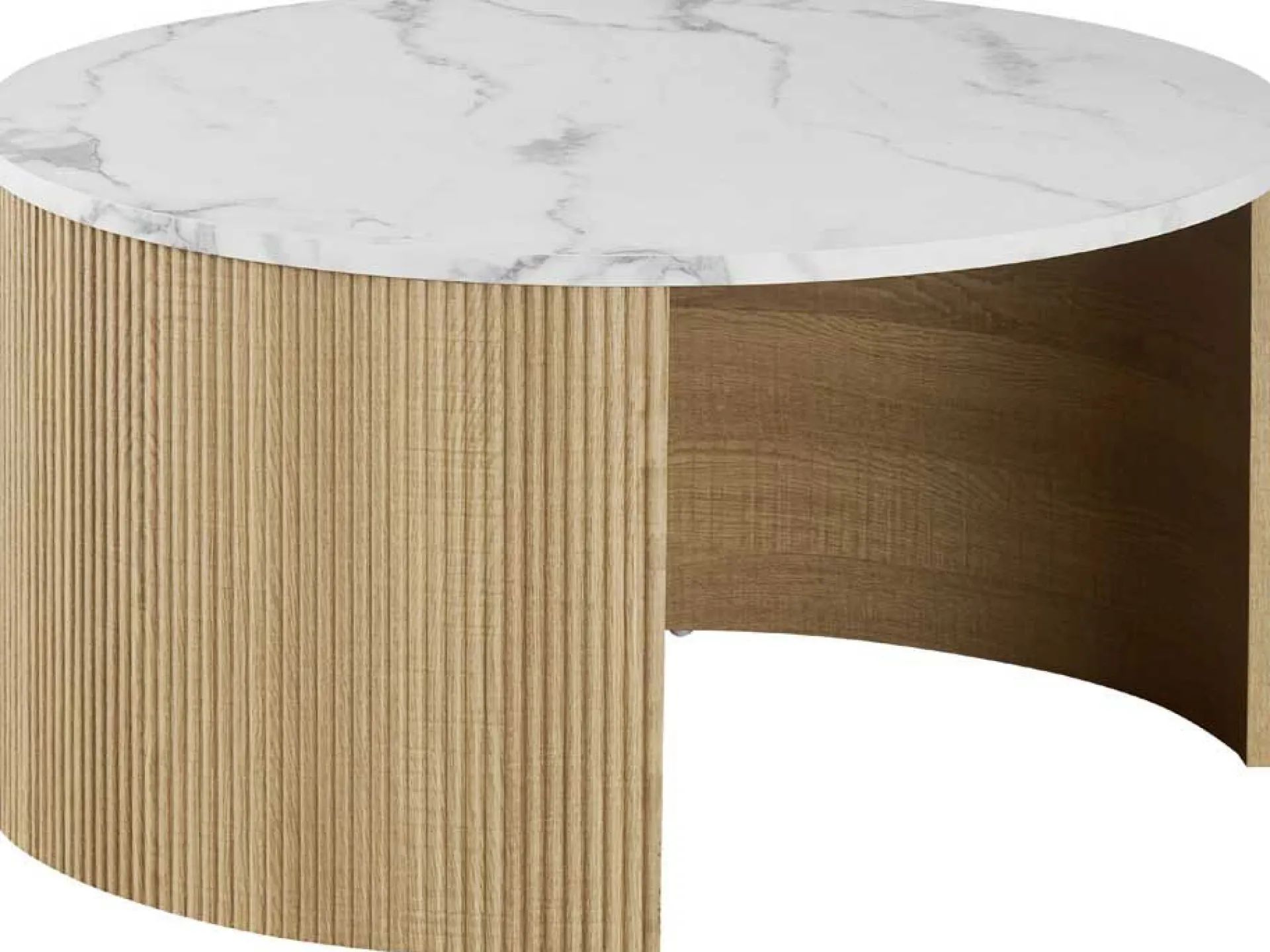 Rousseau Couchtisch-Set Rowan - Ø80x42cm und Ø50x37cm - Eiche Dekor/Marmor