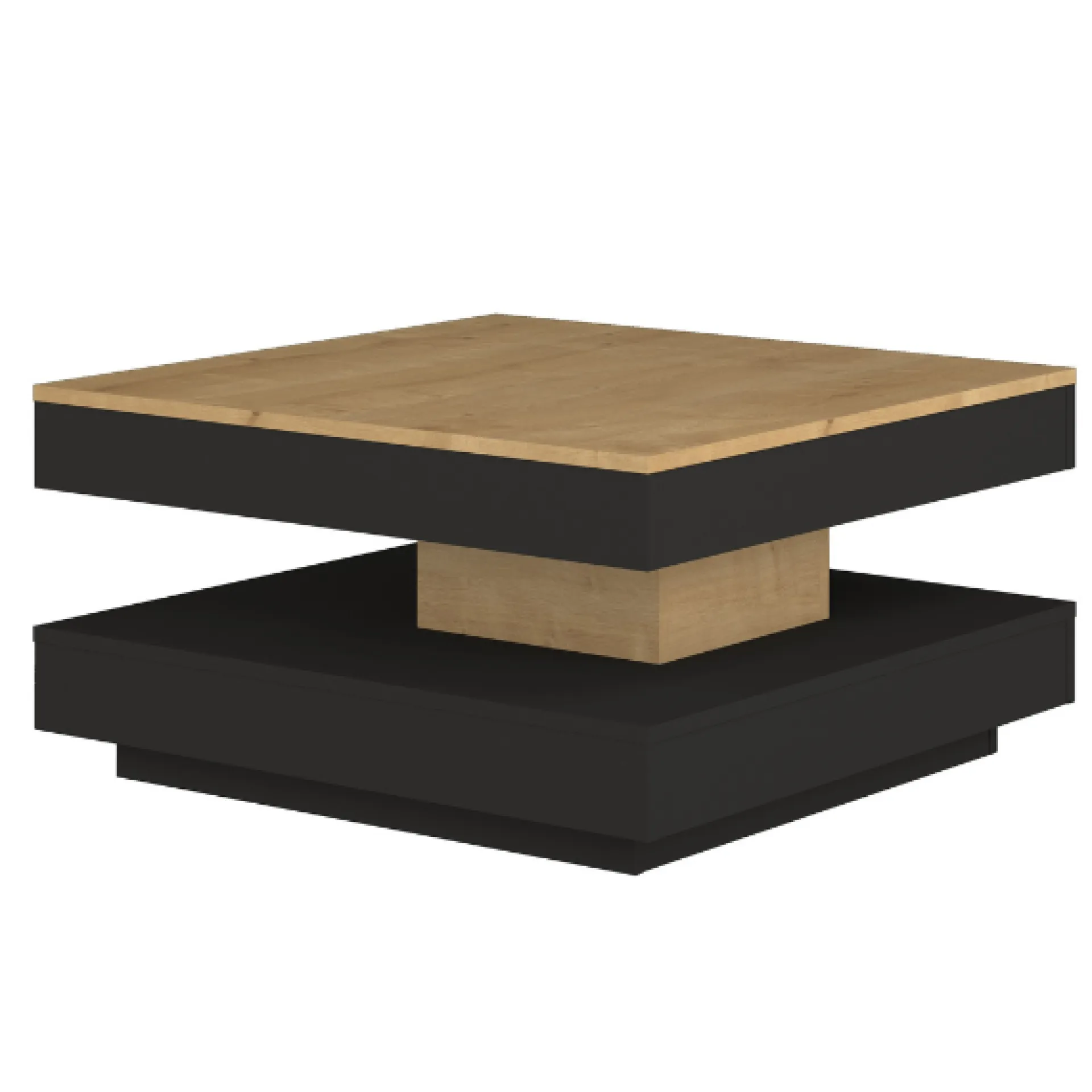 Trasman Couchtisch Soho 78x78 cm mit ausziehbarer Tischplatte - beige/ dunkelgrau