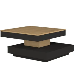 Trasman Couchtisch Soho 78x78 cm mit ausziehbarer Tischplatte - beige/ dunkelgrau