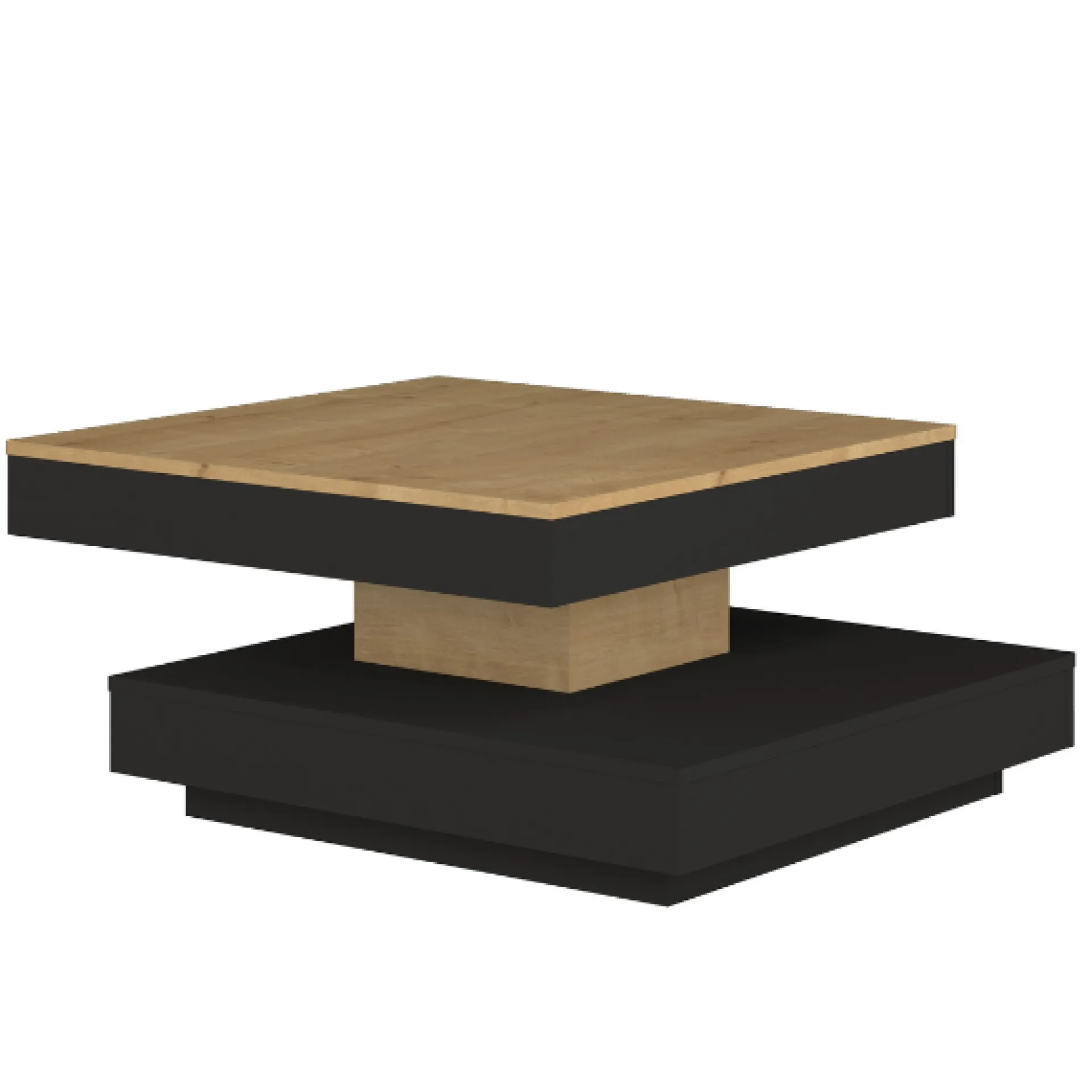 Trasman Couchtisch Soho 78x78 cm mit ausziehbarer Tischplatte - beige/ dunkelgrau
