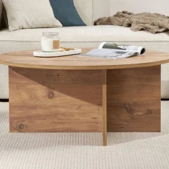 Emob Couchtisch Soleil - 100% MELAMINE - Atlantik-Kiefer - 40 x 90 x 90 cm