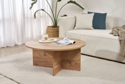 Emob Couchtisch Soleil - 100% MELAMINE - Atlantik-Kiefer - 40 x 90 x 90 cm