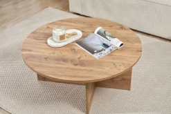 Emob Couchtisch Soleil - 100% MELAMINE - Atlantik-Kiefer - 40 x 90 x 90 cm