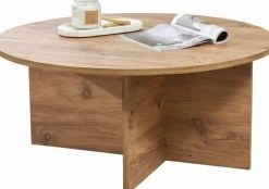 Emob Couchtisch Soleil - 100% MELAMINE - Atlantik-Kiefer - 40 x 90 x 90 cm
