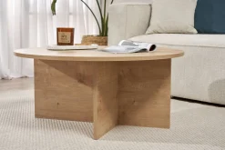 Emob Couchtisch Soleil - 100% MELAMINE - Saphireiche - 40 x 90 x 90 cm