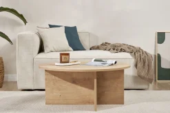 Emob Couchtisch Soleil - 100% MELAMINE - Saphireiche - 40 x 90 x 90 cm