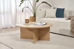 Emob Couchtisch Soleil - 100% MELAMINE - Saphireiche - 40 x 90 x 90 cm