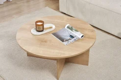Emob Couchtisch Soleil - 100% MELAMINE - Saphireiche - 40 x 90 x 90 cm