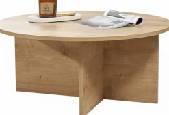 Emob Couchtisch Soleil - 100% MELAMINE - Saphireiche - 40 x 90 x 90 cm