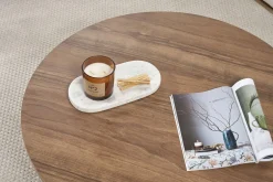 Emob Couchtisch Soleil - 100% MELAMINE - Walnuss - 40 x 90 x 90 cm
