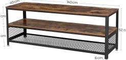 Couchtisch/TV-Schrank Bill 140x40 2 Regale - rustikal braun/schwarz