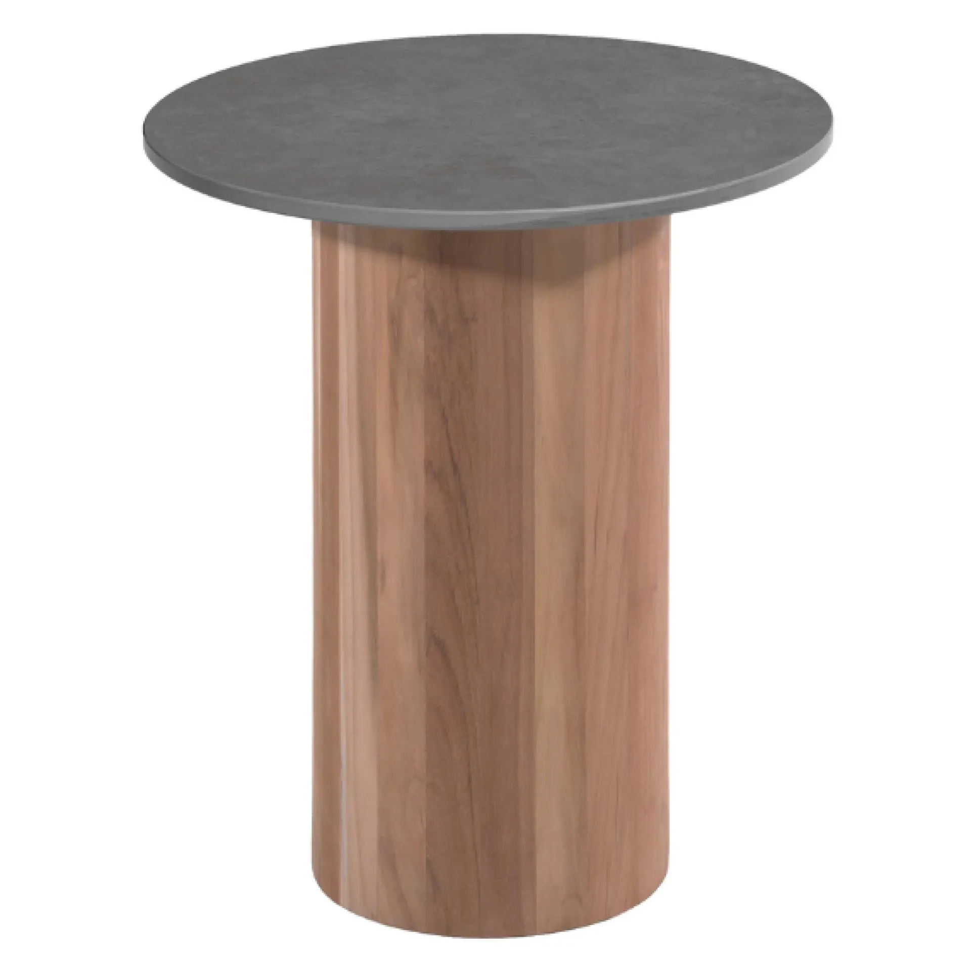 Gescova Couchtisch Viola Ø42cm - Teakholz und gesinterter Stein - Dunkelgrau