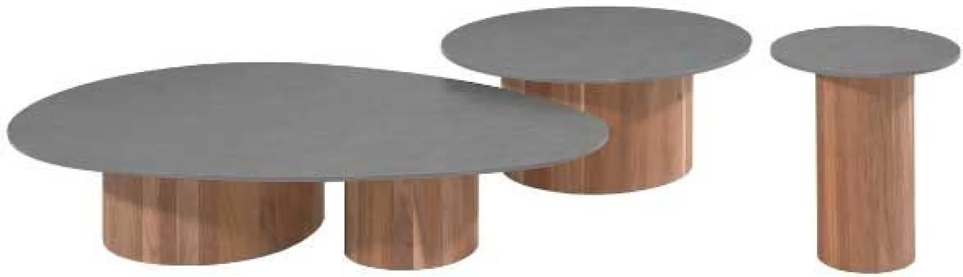 Gescova Couchtisch Viola Ø42cm - Teakholz und gesinterter Stein - Dunkelgrau