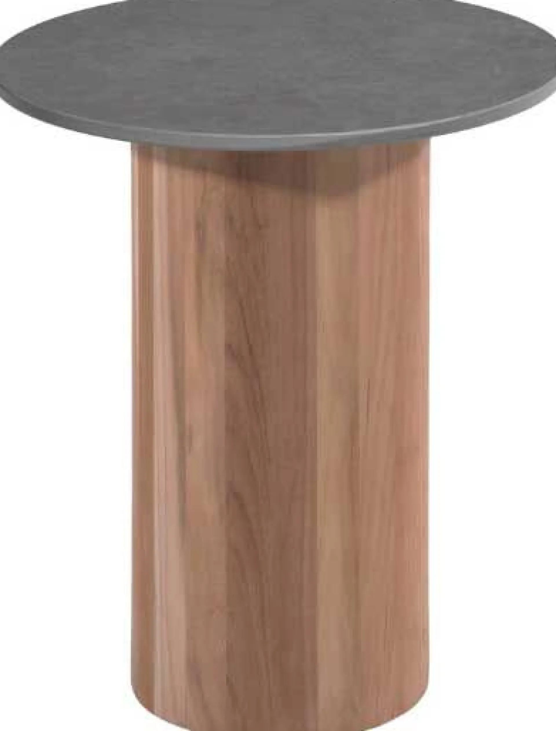 Gescova Couchtisch Viola Ø42cm - Teakholz und gesinterter Stein - Dunkelgrau