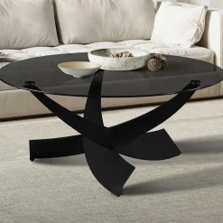 Rousseau Couchtisch Weston - Ø90x41cm - Glas und Metall -