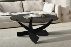 Rousseau Couchtisch Weston - Ø90x41cm - Glas und Metall -