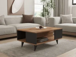 Emob Couchtisch Yuka - 100% MELAMINE - Nussbaum - 90 x 39,5 x 60 cm
