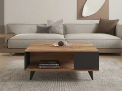 Emob Couchtisch Yuka - 100% MELAMINE - Nussbaum - 90 x 39,5 x 60 cm