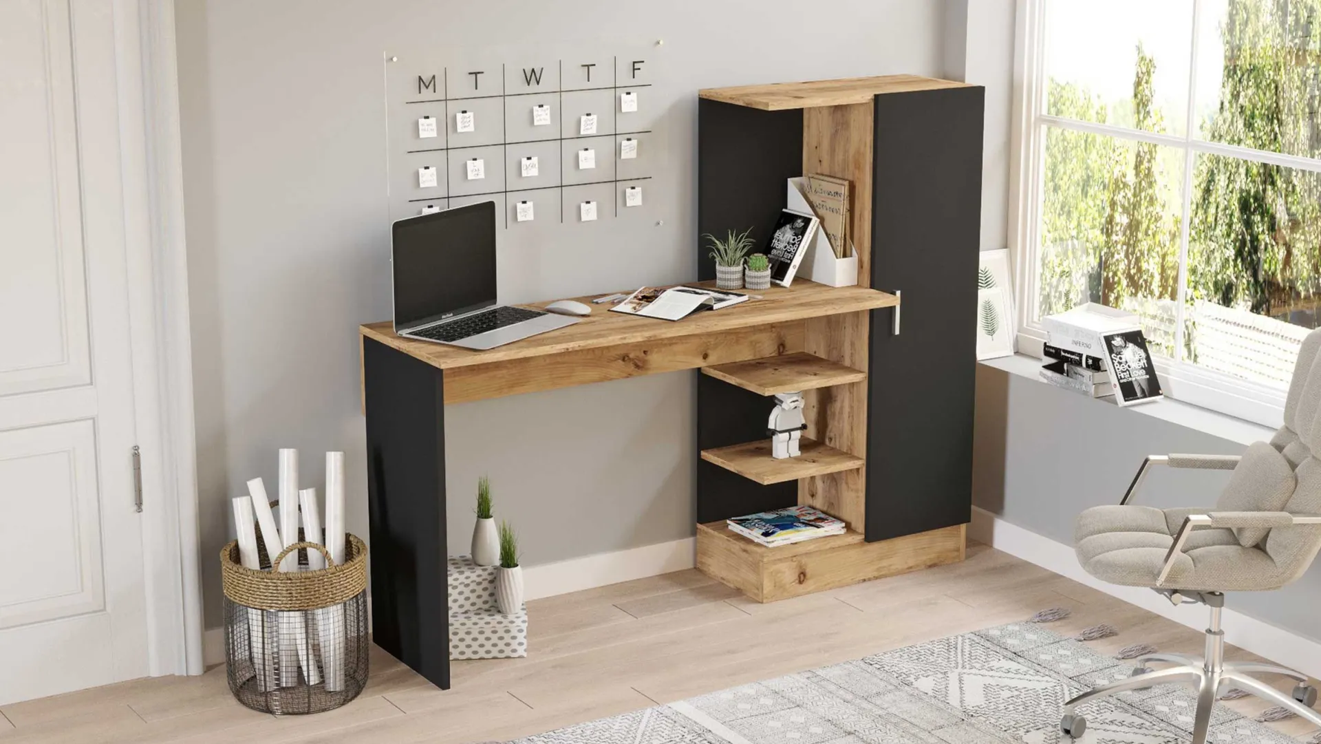 Emob CT2 Schreibtisch | 100 % Melamin | Atlantische Kiefer,