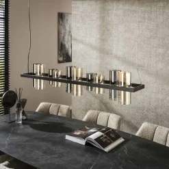 Emob Cylian Pendelleuchte 130 cm-amber/chromes Glas