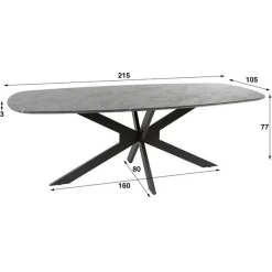Emob Danielle Esstisch 105x215 cm-Schiefer